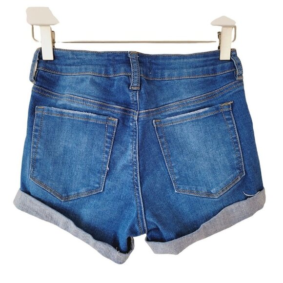 Pacsun Jean Shorts Sz 25 Distressed Cuffed Medium Wash Stretchy Casual Denim - Picture 2 of 8